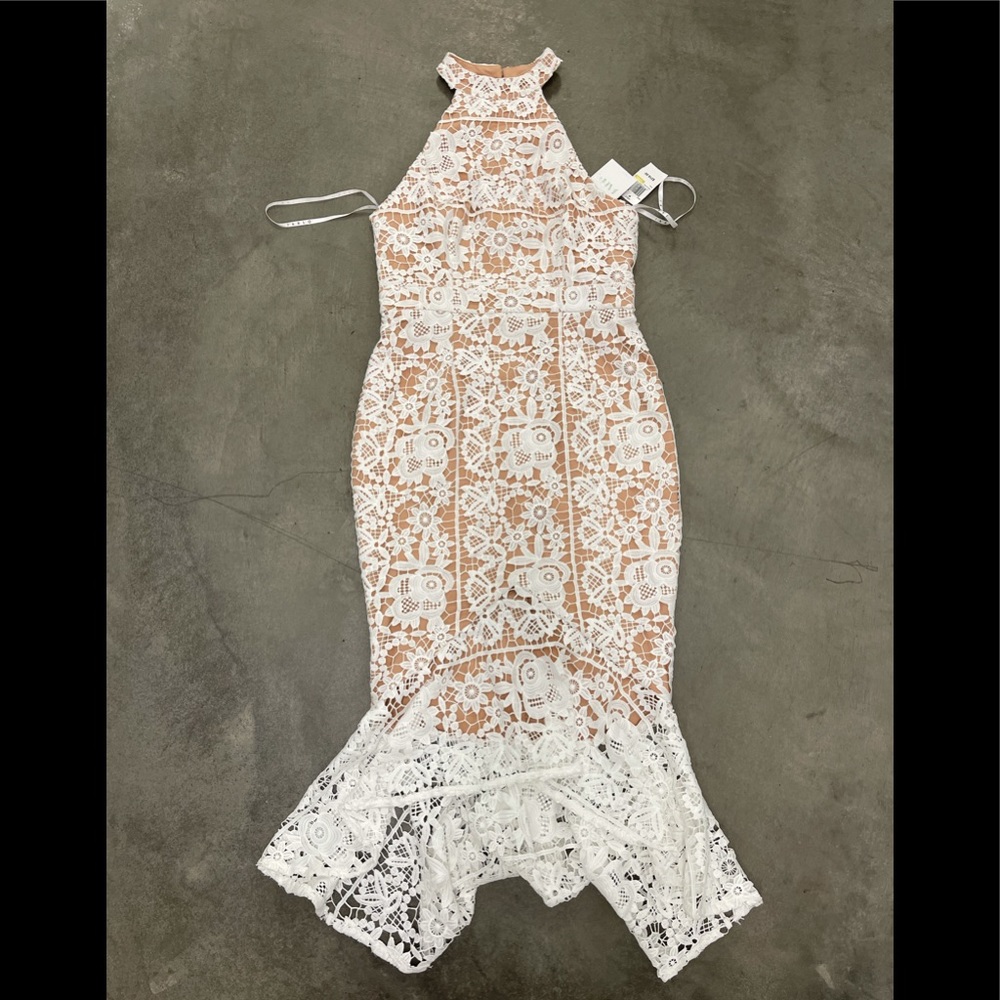 JARLO Engagement Graduation Jaq High Neck Crochet Guipure Lace Dress sz 8 - Picture 4 of 9